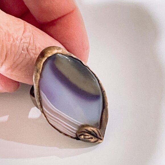 Handcrafted Copper Ring With Purple Agate Stone size 9.5 - Picture 2 of 8